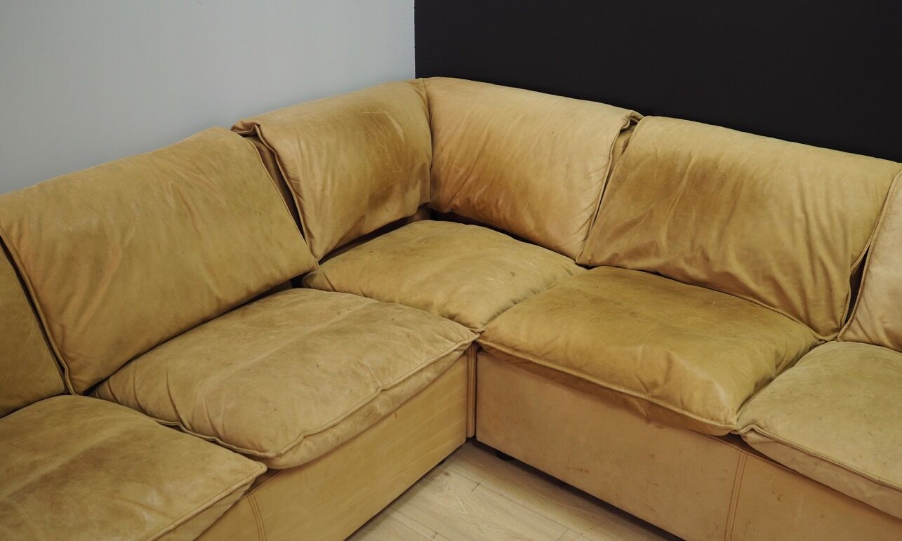 Canapé d’angle cuir 60 70 vintage