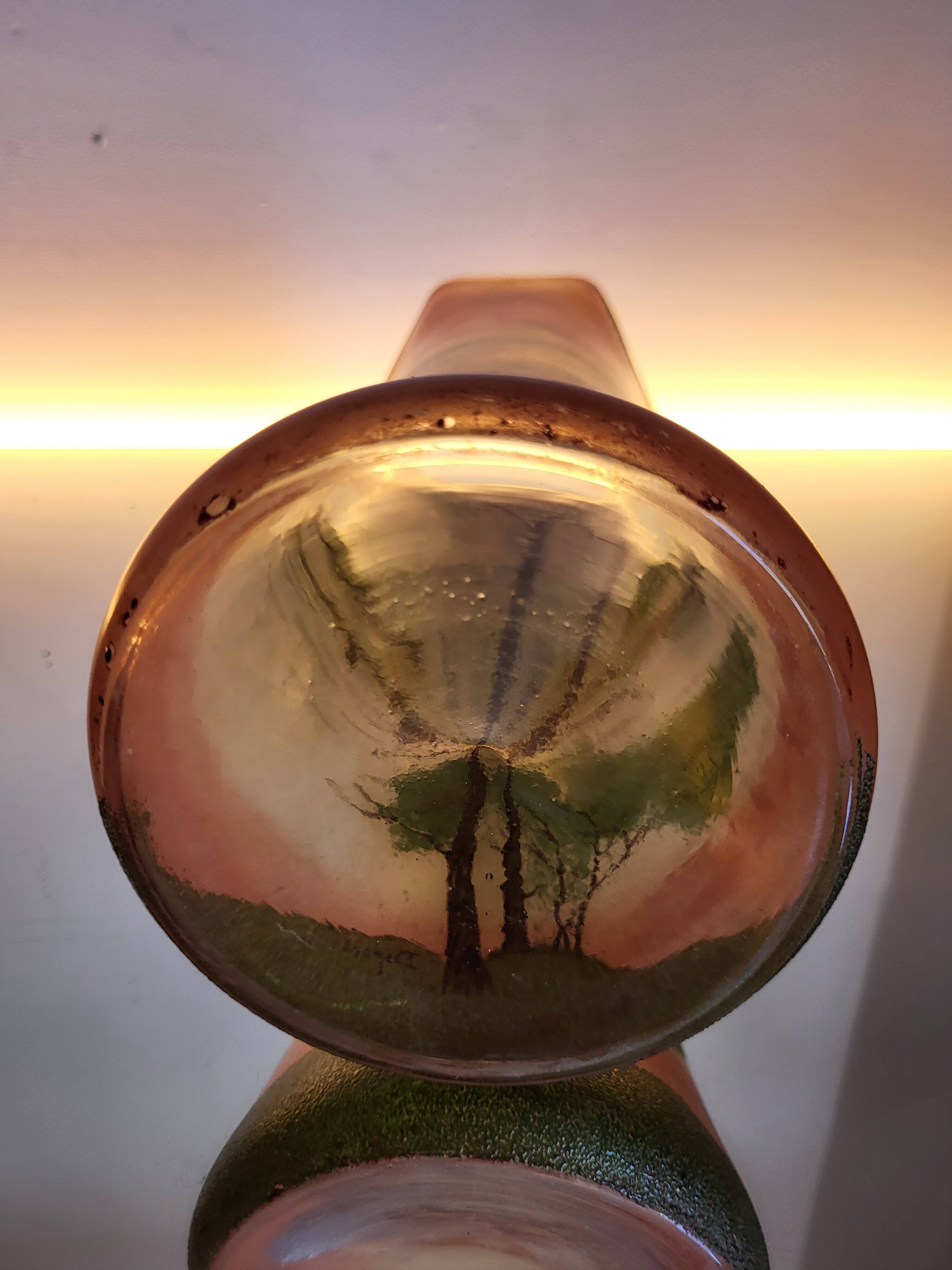 Vaas Art Nouveau, Théodore Legras, geëmailleerde glassen vazen, ensemble