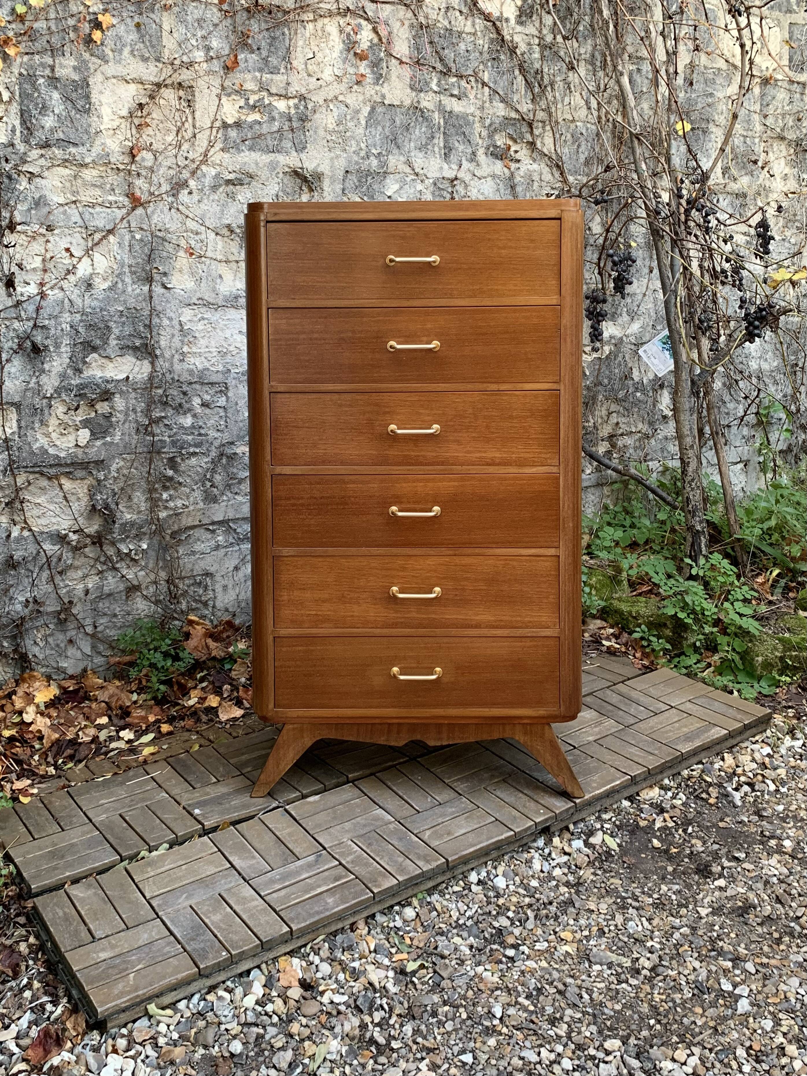 Vintage chest of drawers with compass feet 1960 H112
