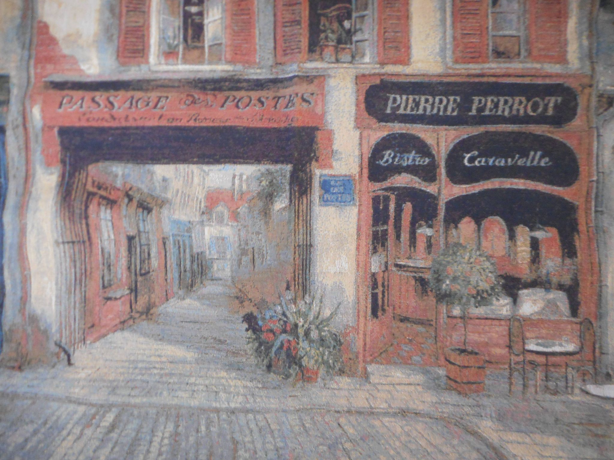 Village wall tapestry in trompe l'oeil after F de Villeneuve