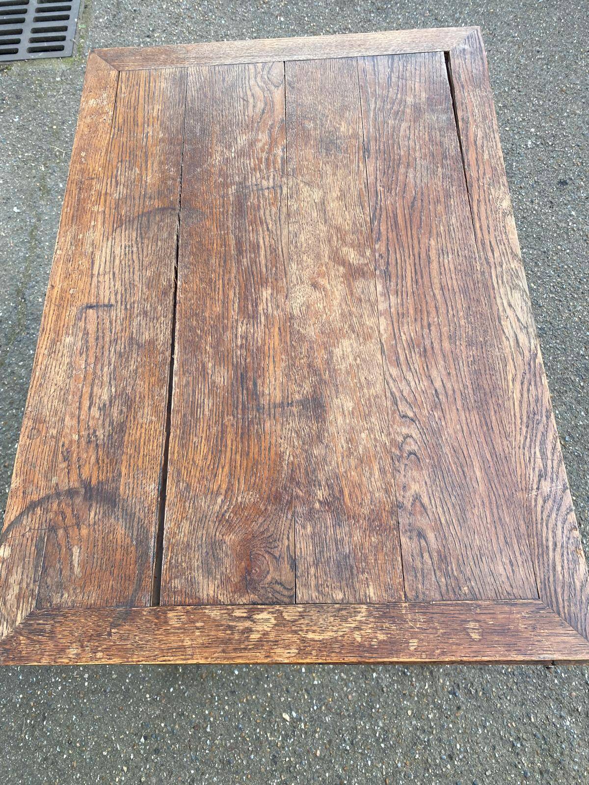 Scandinavian extendable dining table with storage in 19th-century oak.