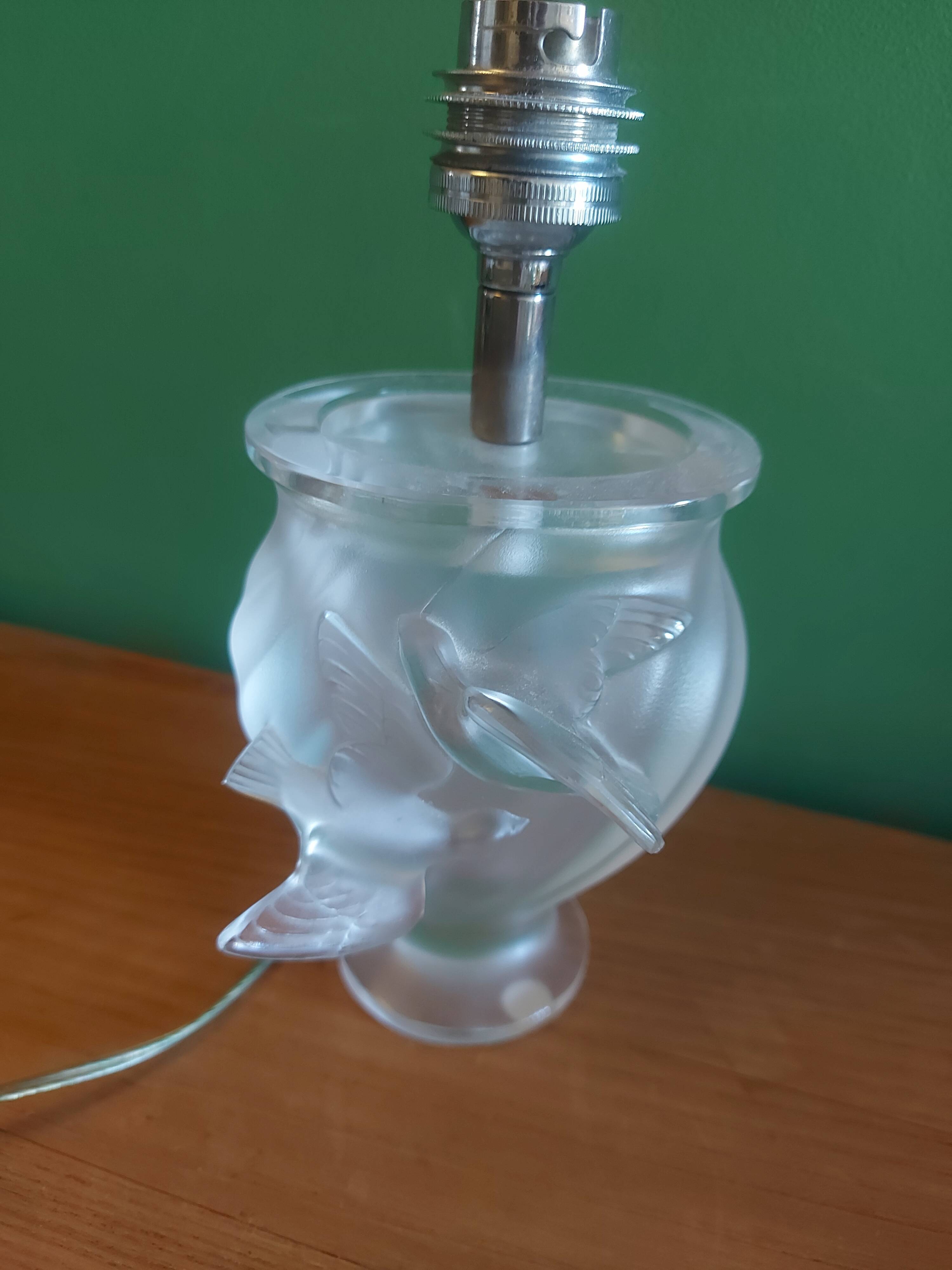 Lalique crystal lamp foot, doves