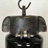 Set of 4 industrial bauhaus black enamel pendant lamps, 1960s