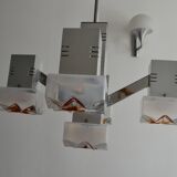 Sciolari Chrome cubic chandelier Murano glass 60/70s