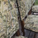 6 Louis XV style solid wood chairs with jacquard upholstery.