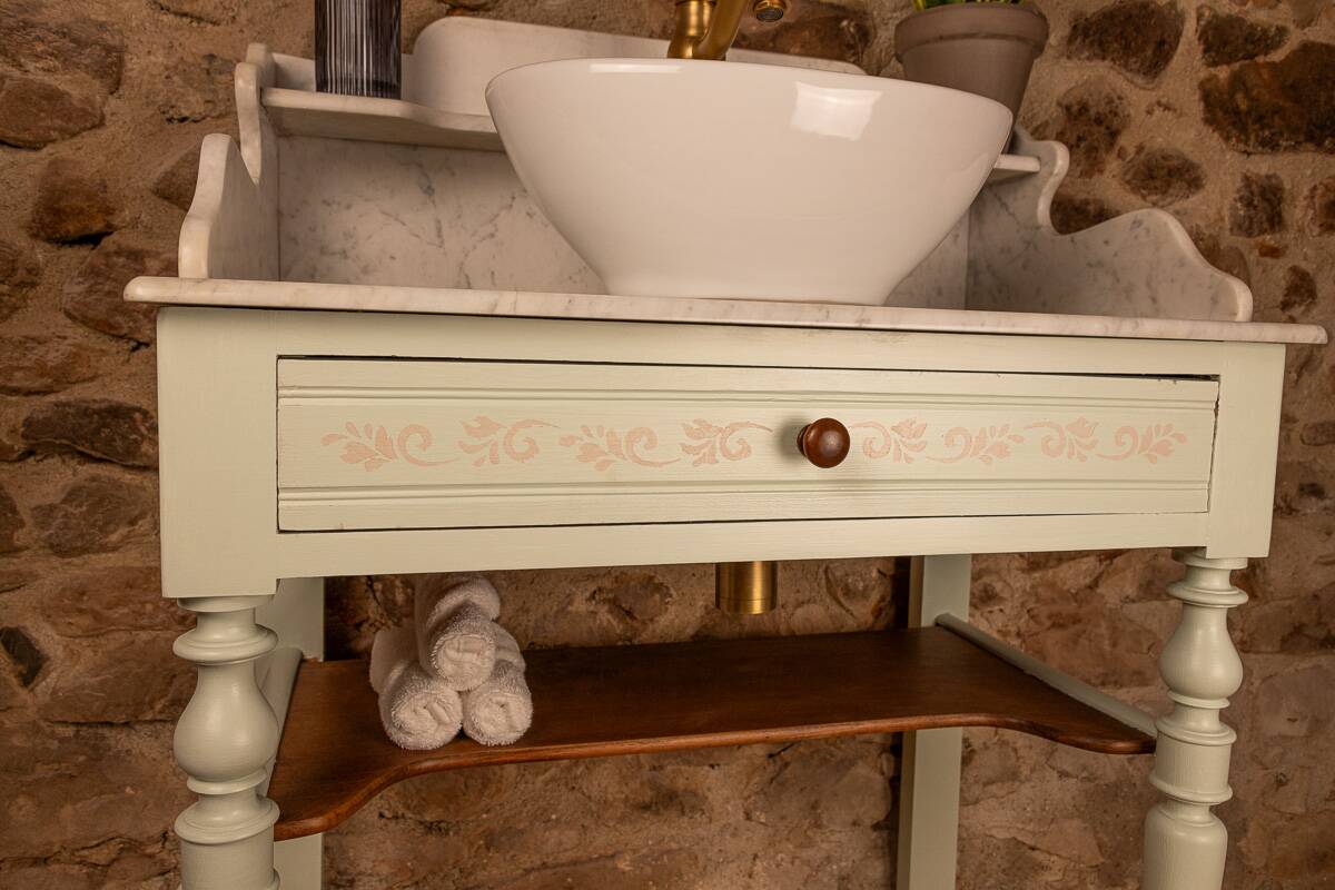Antique sage green washstand