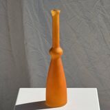 Vase soliflore en verre orange vintage H34