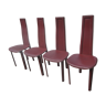 Série de 4 chaises en cuir, design italien, années 60