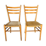 Pair of Italian chairs wood and rope