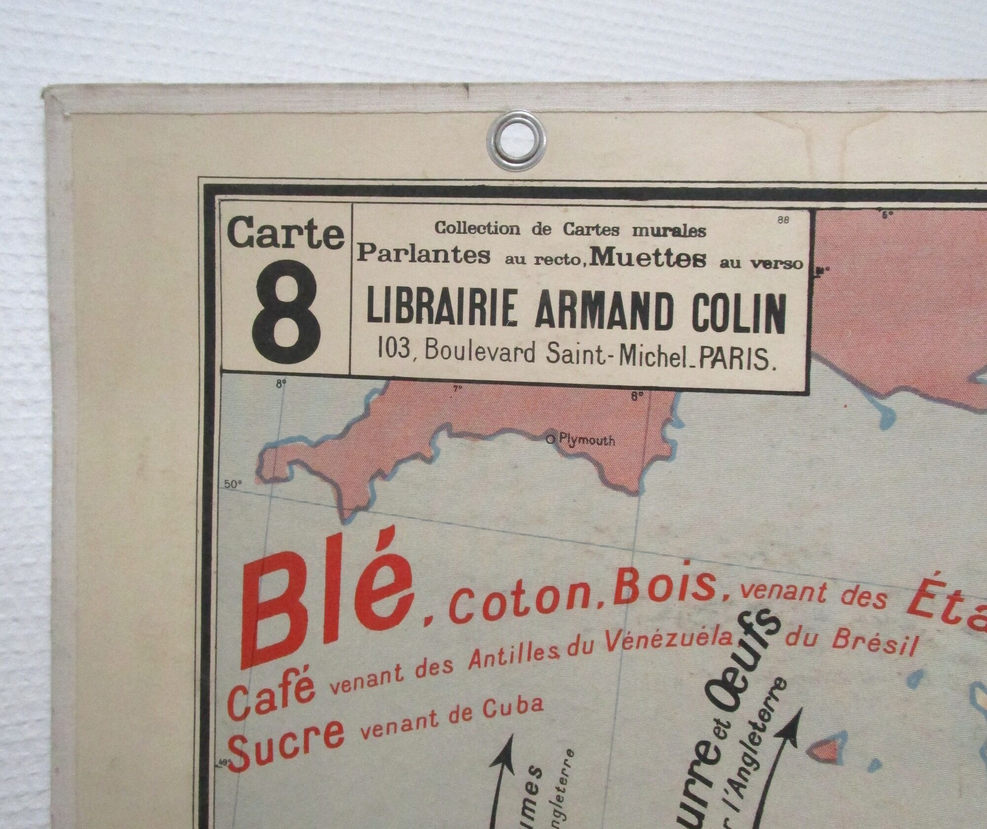 School map France Vidal Lablache 60s agriculture industry and trade