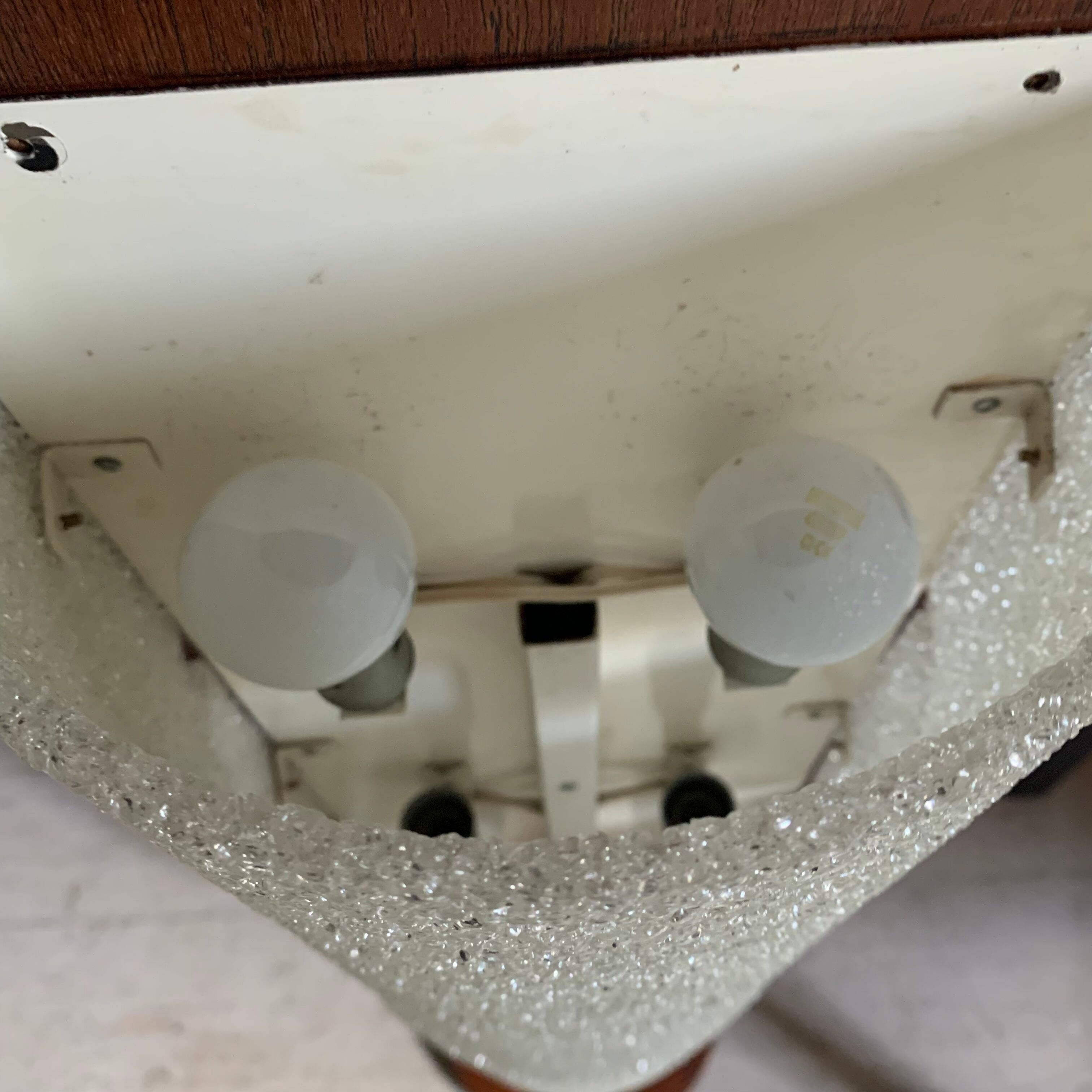 Totem floor lamp in teak and vintage perspex