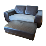 Roche Bobois leather sofa + removable chaise longue