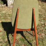 Set of 6 chairs style scandinavians in green leatherette and wood 60s vintage