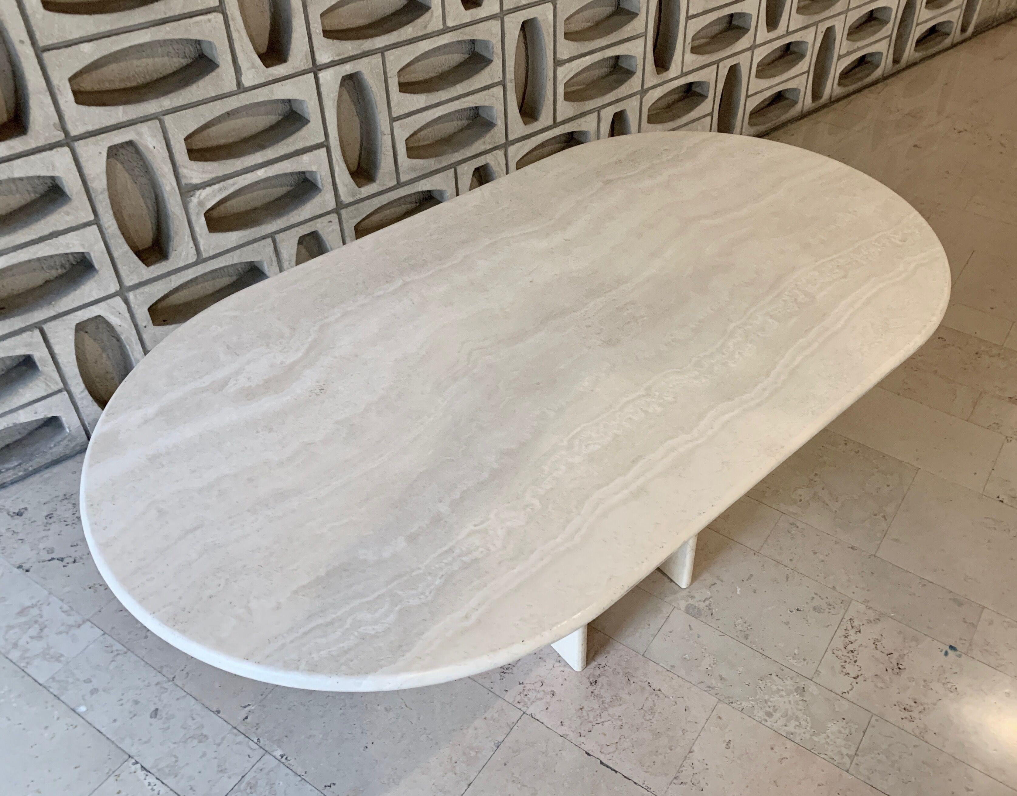 Ligne Roset travertine vintage dining table
