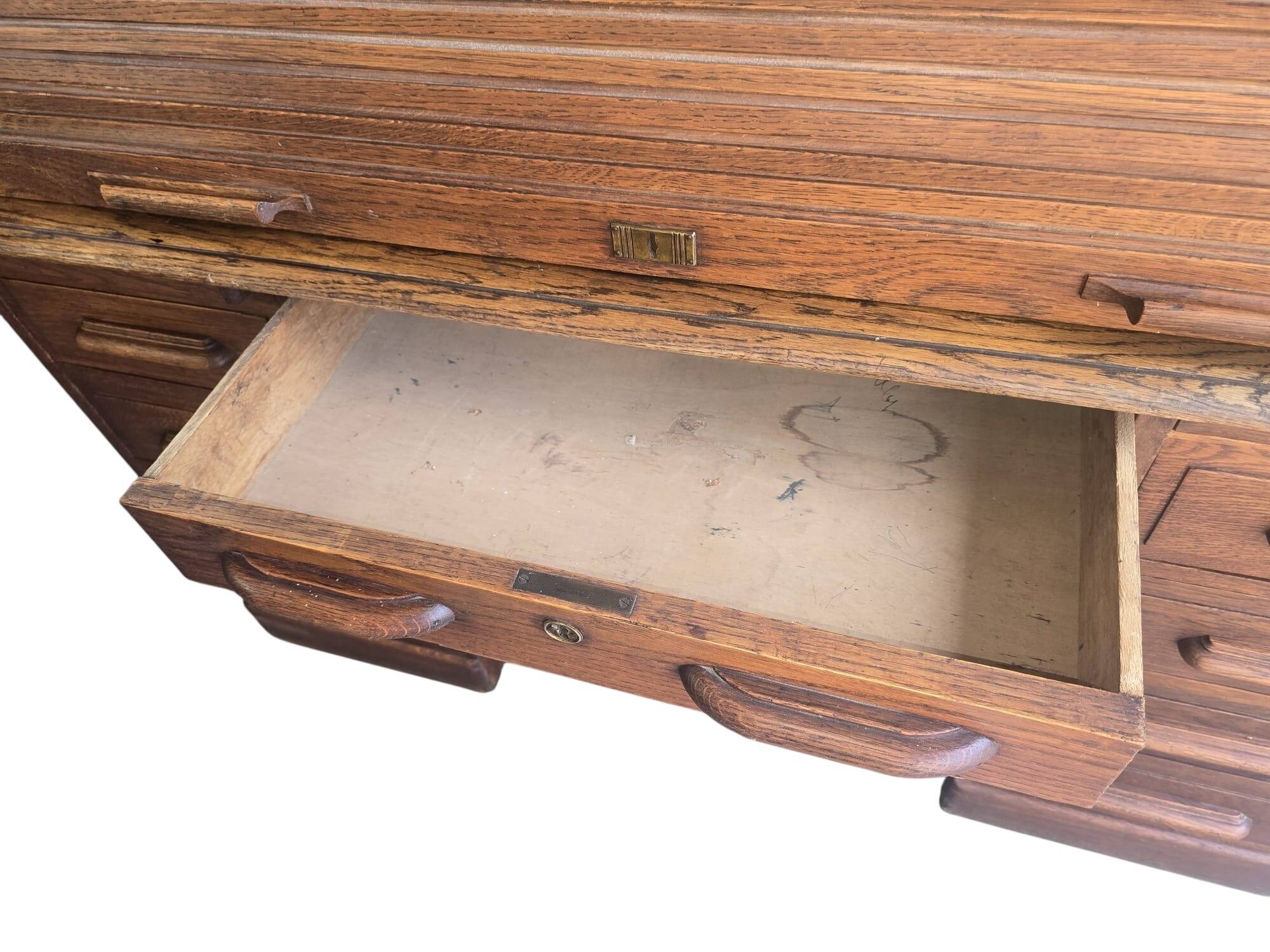 Bureau américain vintage en bois avec porte à volet