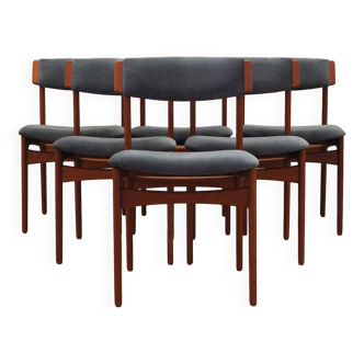 Set of six teak chairs, Danish design, 1960s, manufacture: N. & K. Bundgaard Rasmussen