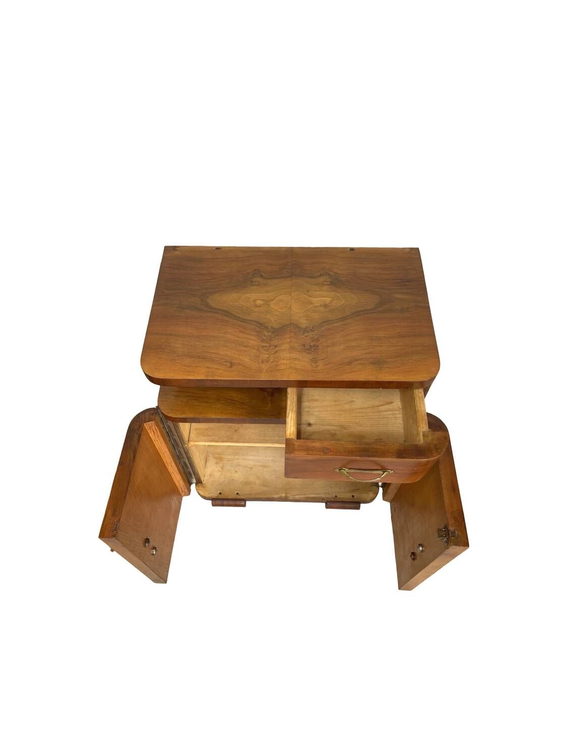 Tables de chevet Art déco italiennes en noyer, années 1940.