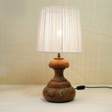 Small wooden lamp and its rope lampshade.
