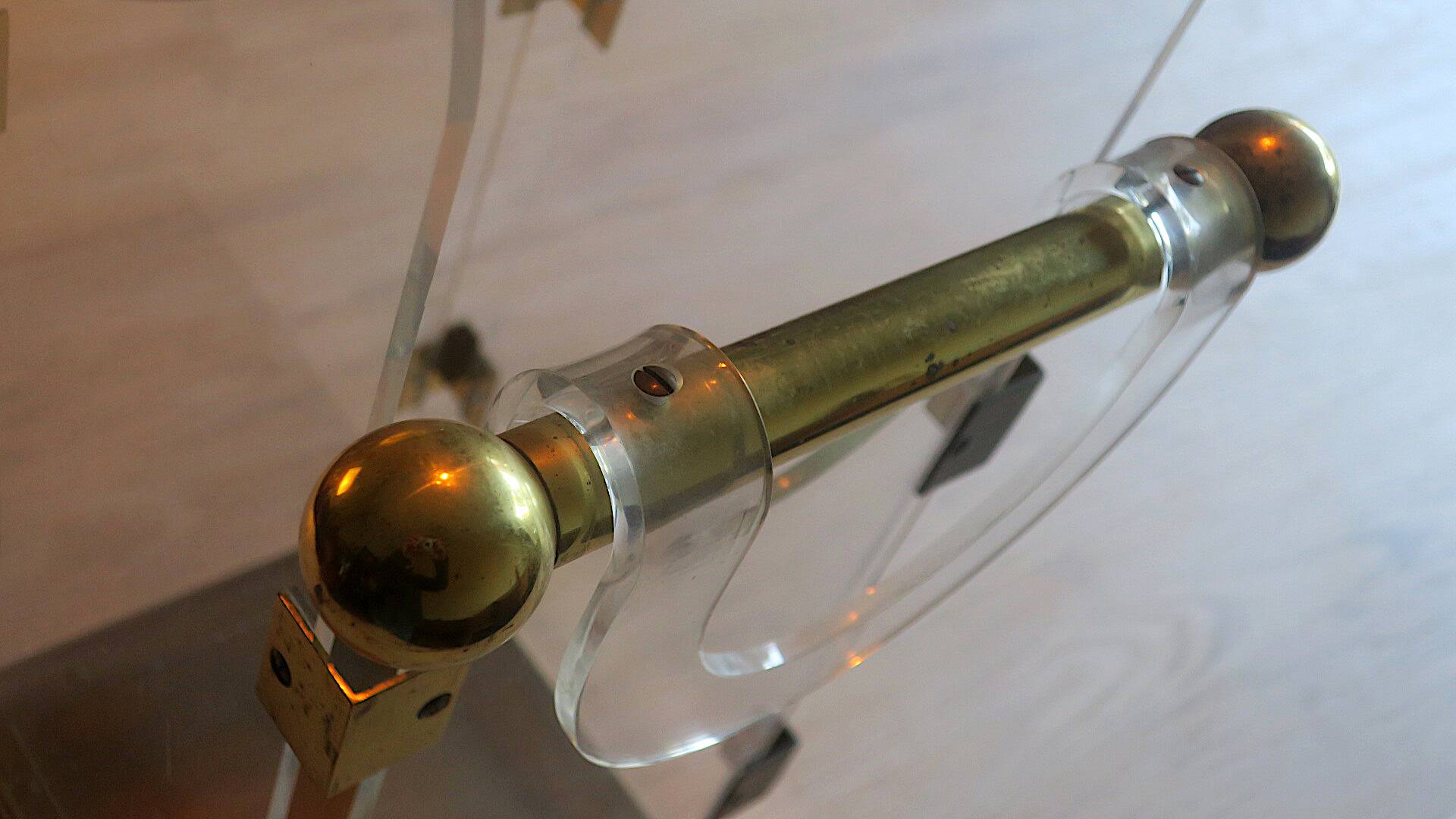 Umbrella stand in brass and clear lucite / plexiglass, 1960s