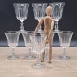 Set of 8 large Baccarat Lauzun crystal wine glasses