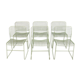 6 metal chairs, painted in teal