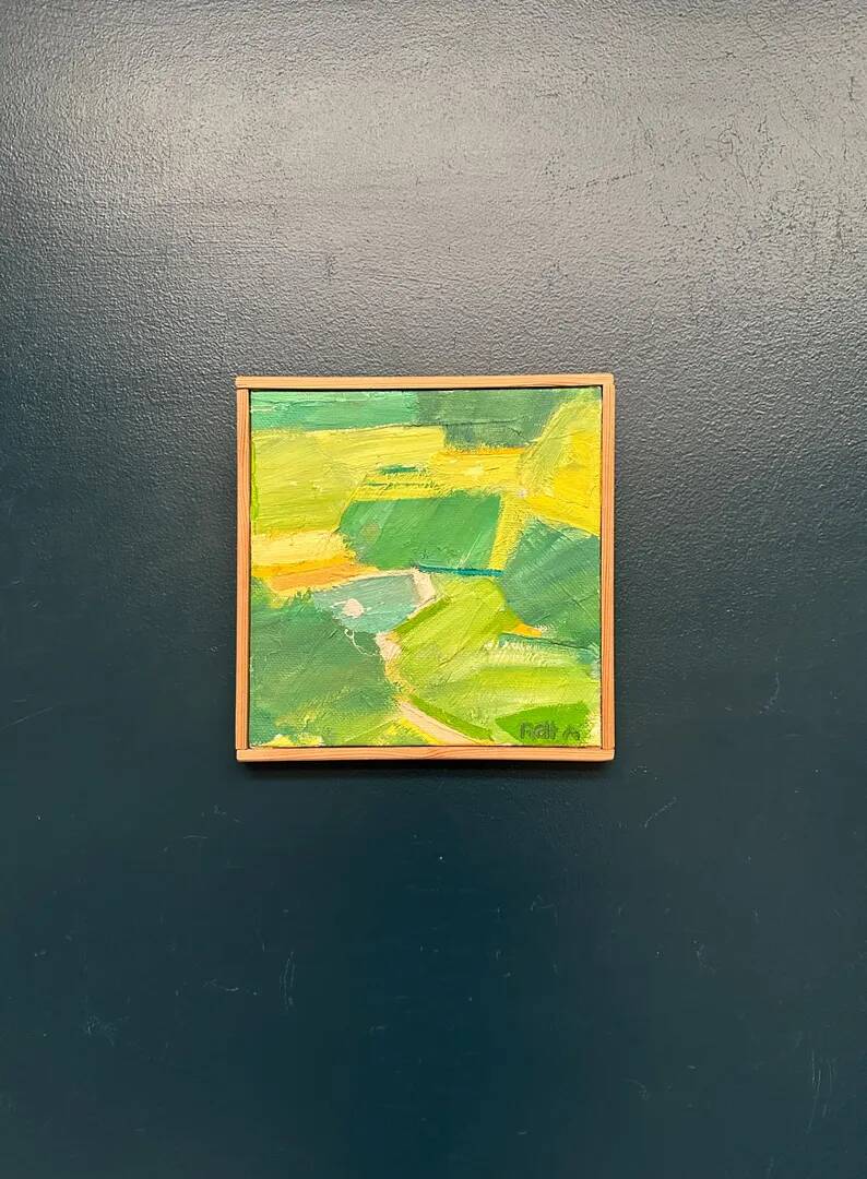 Original Swedish Oil on Canvas – “Early Summer Landscape” by Rolf Andersson – Signed – 2003 – Vintage & Framed – 24.5 × 24.5 cm
