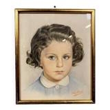 AG Stanek: Art Deco watercolor circa 1930, the little girl with blue eyes