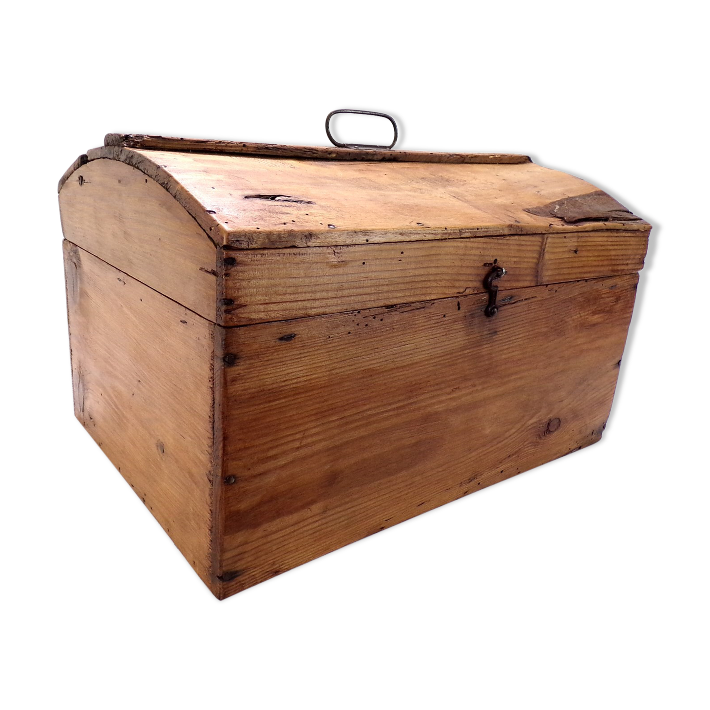 Rare old trunk chest with vintage handle