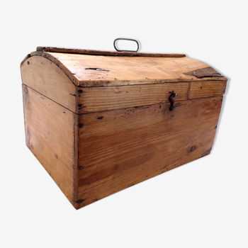 Rare old trunk chest with vintage handle