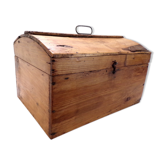 Rare old trunk chest with vintage handle