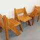 Set of 4 vintage brutalist chairs in solid oak from the 1960s.