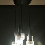 Glass and chrome chandelier by Massive Belgium