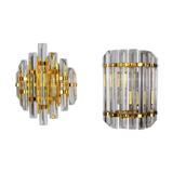 Duo of venini wall lamps, Murano, cut glass, Italy, 1970