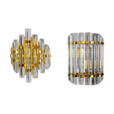 Duo d'appliques Venini, Murano, verre taillé, Italie, 1970