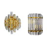 Duo of venini wall lamps, Murano, cut glass, Italy, 1970