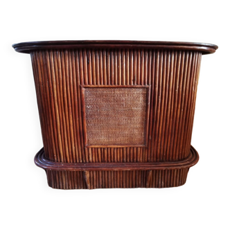 Wicker rattan counter bar 1970