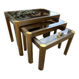 Lot de 3 tables gigogne 1980