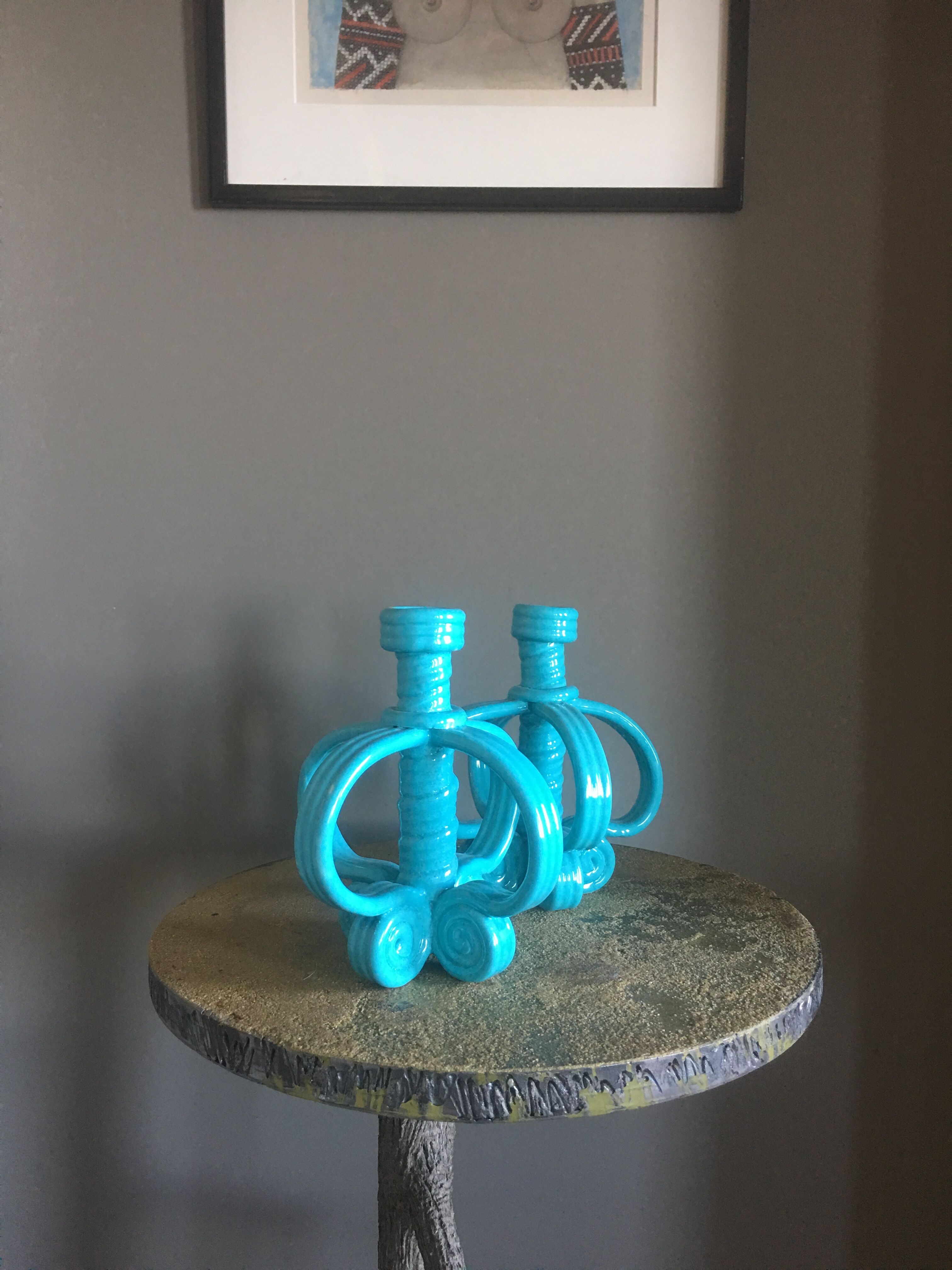 Pair of candlesticks vintage ceramic