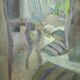 Huile sur toile jean maufay composition abstraite scene d interieur