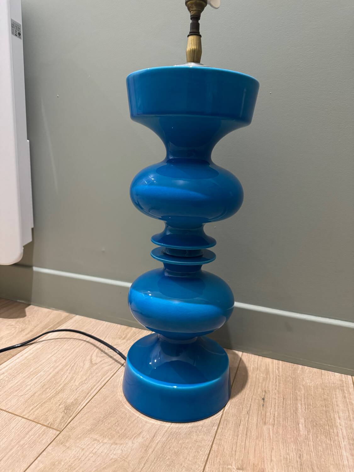 Blue glazed ceramic table lamp