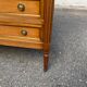 Secretary with drop-leaf in Louis XVI style, made of solid wood and brass, desk/commode.