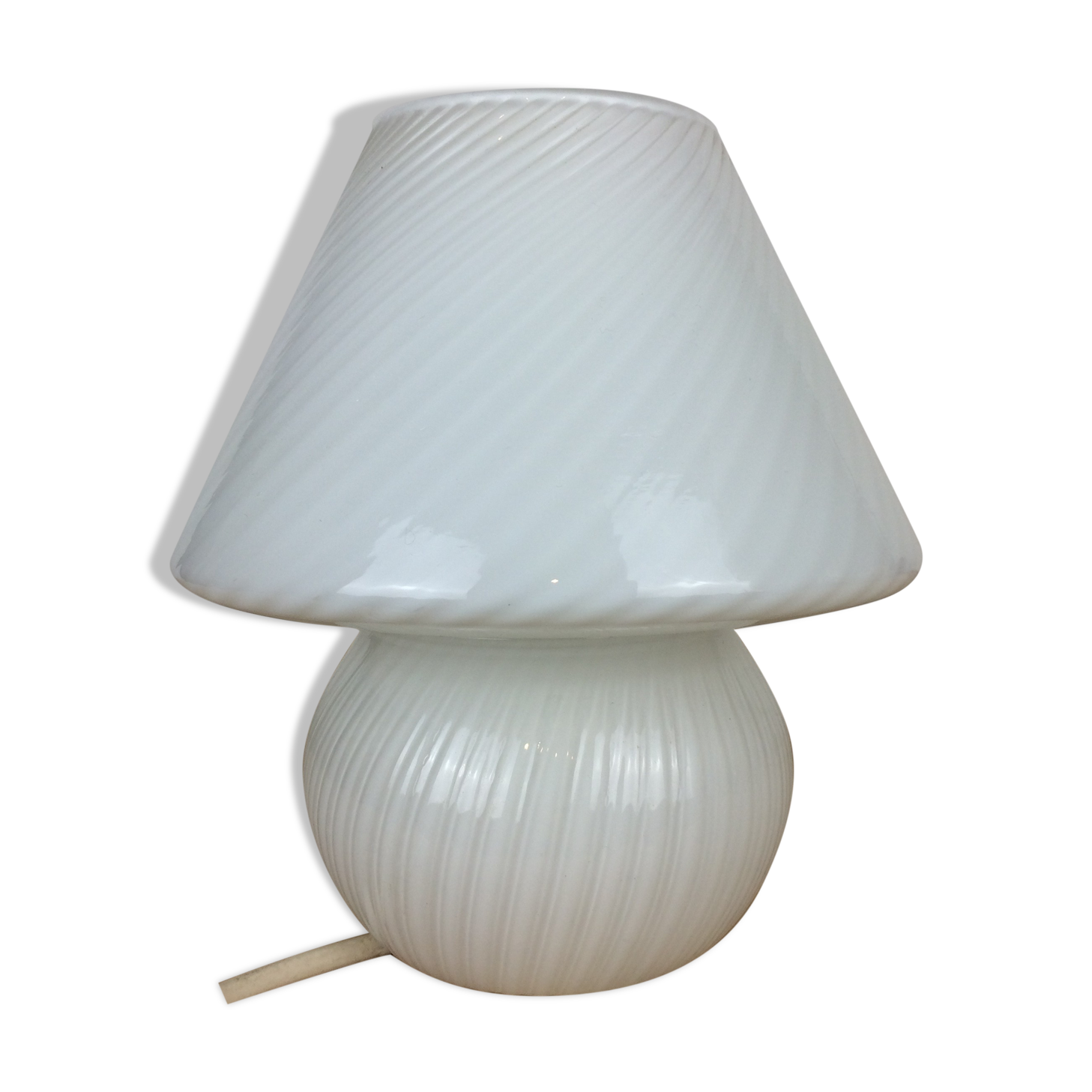 Mushroom lamp white glass Murano