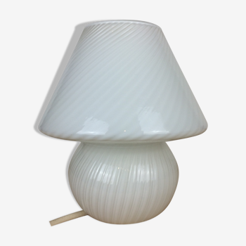 Mushroom lamp white glass Murano
