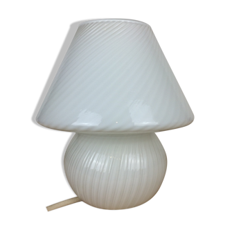 Mushroom lamp white glass Murano