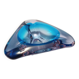 Large Triangular Blue Murano Glass Trinket Bowl - Ashtray, Italy