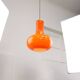 Mid-Century Italian Orange Glass and Brass Pendant Lamp
