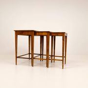 Nested tables in Art Deco style made of mahogany and stained birch, NK Sweden, 1940s.