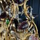 Lustrous pagoda from Maison Baguès in gilded bronze with a decoration of flowers and fruits in glass - 20th century