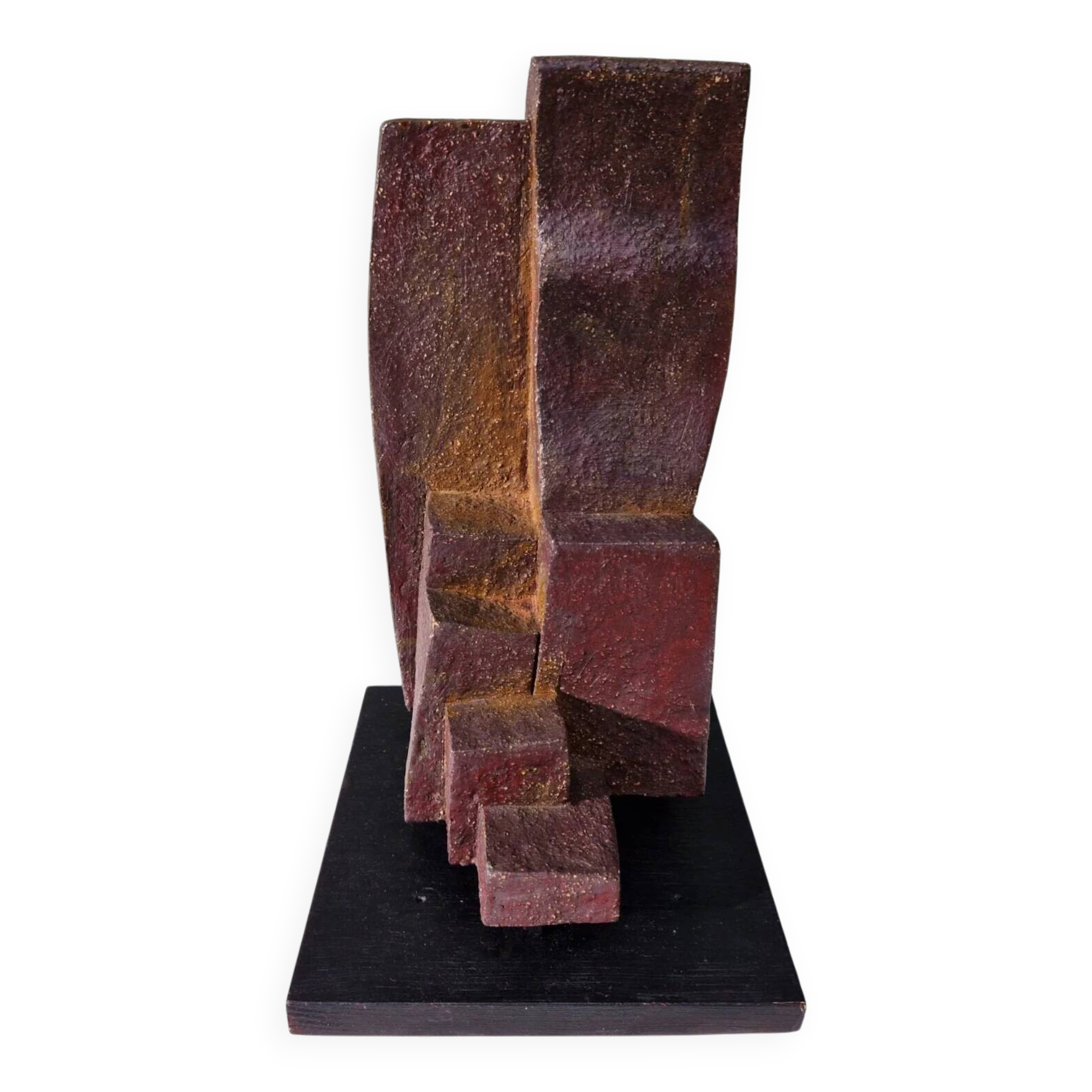 Patinated Cor Dam sculpture in fireclay, 1970s