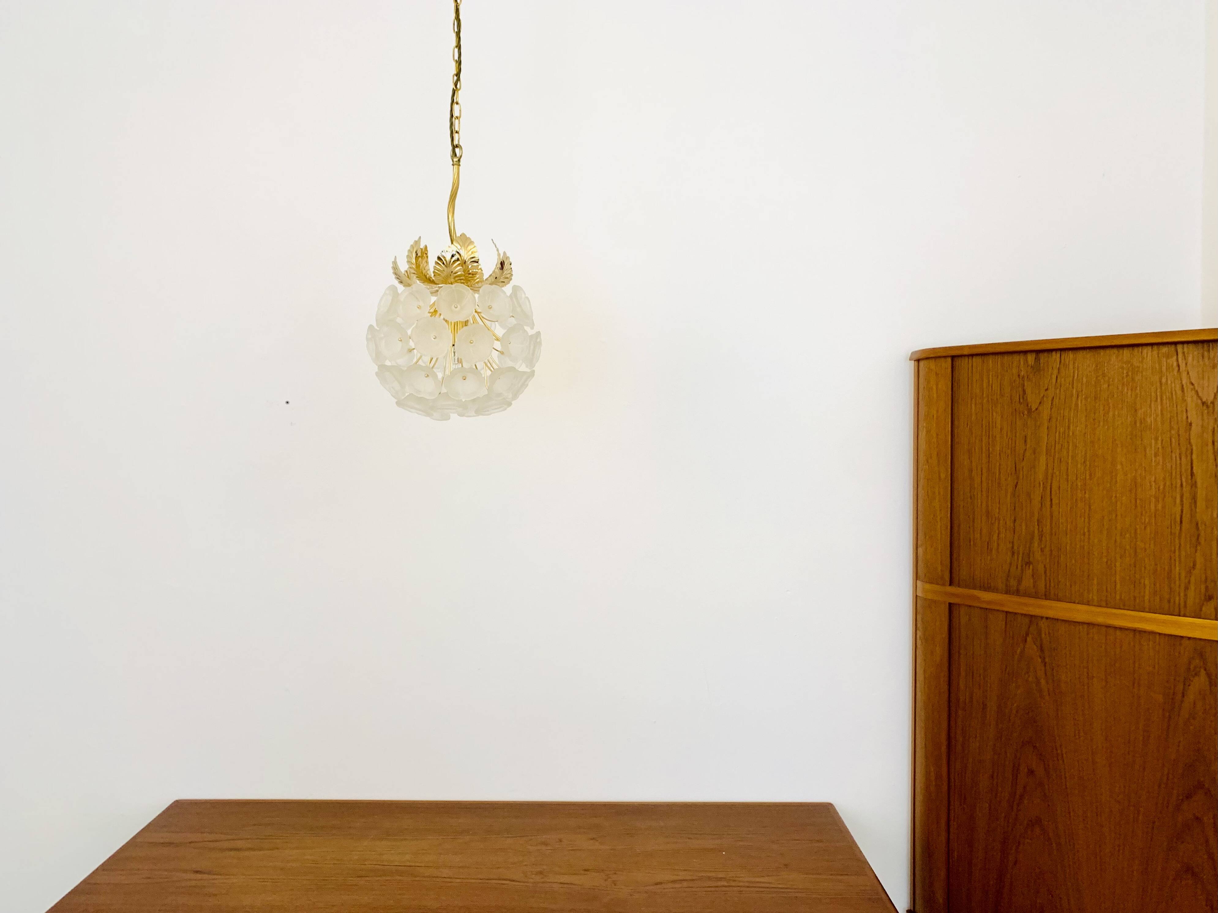 Floral Crystal Glass Chandelier by Ernst Palme